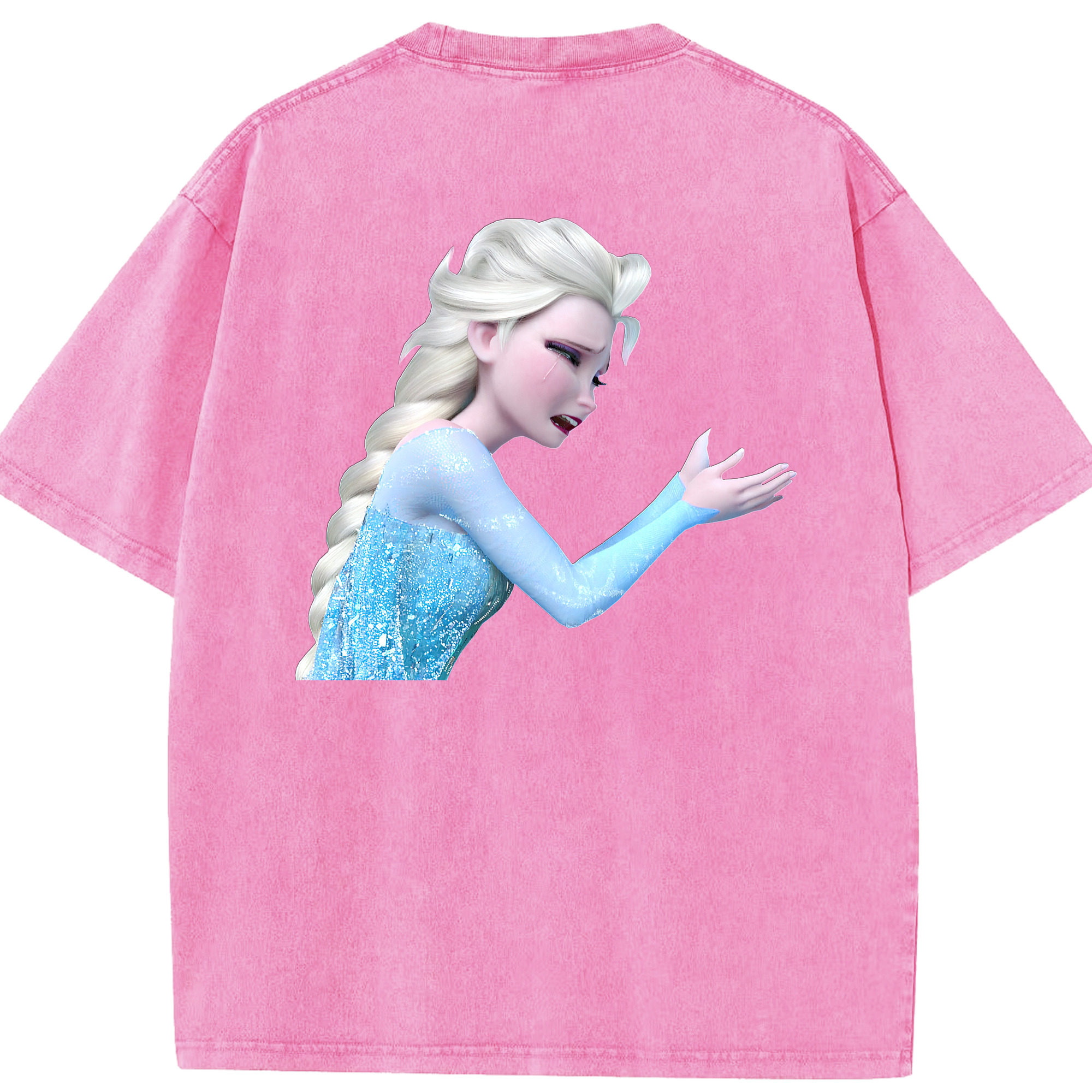 （画像用） アナと雪の女王 アンナ エルサ Frozen Anna Elsa 綿100% ヴィンテージ風 半袖Tシャツ（背面プリント）